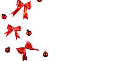 red bow ribbon with balls for banner background photo