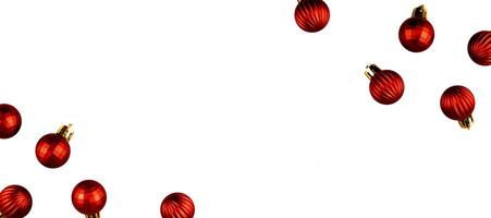 red Christmas balls for banner copy space photo