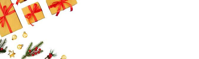 Christmas gift box ornament for banner background photo