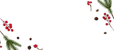 Christmas tree with cherry banner background photo