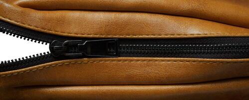 zipper on leather bag photo
