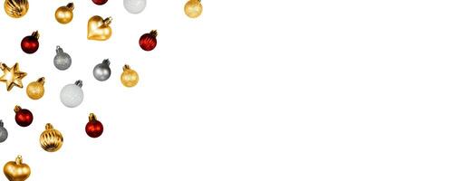 banner background with golden Christmas balls ornament photo