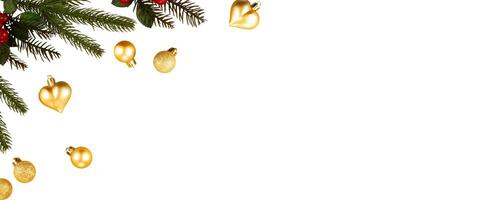 decorative Christmas tree with balls corner banner background photo
