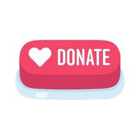 Heart-shaped donate button for charitable contributions vector