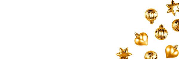 golden Christmas balls for corner background photo