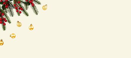 Christmas tree with golden balls banner background photo