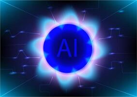 Futuristic AI Technology Background , Glowing Blue Neural Interface vector