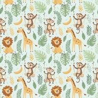Seamless repeating wildlife pattern, seamless monkey vector