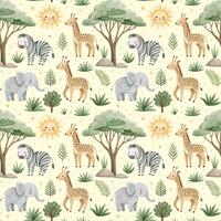 Seamless pattern in playful character cute simple vector
