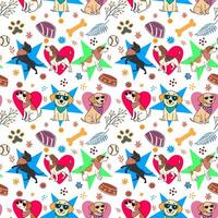 Seamless watercolor pattern with bohemian dog vector