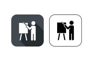 Simple illustration representing a presentation by a teacher or instructor on a whiteboard with shadow. vector