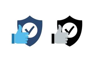 Approved and verified concept represented with a shield icon and a thumbs up symbol vector