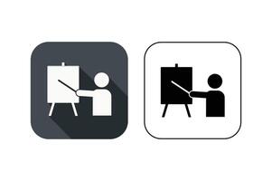 Minimalist icon illustrating a presentation or teaching concept using a canvas easel vector