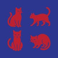 Red Cat Silhouettes on a Blue Background vector