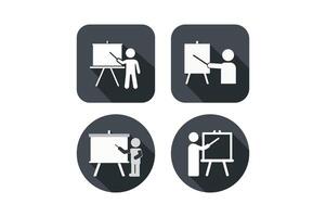 Presentation icons illustrating business training teaching and concept in modern minimalist design vector