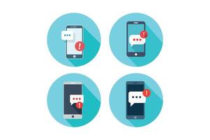 Icons of Text Message Alerts on Phones, smartphone message notification icon vector