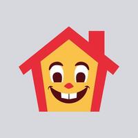 Illustration of a happy house icon with a smiling face vector