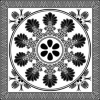 Square frame for design with Greek key, floral meander tile. Egyptian, Assyrian, Greek square frame. Greece, ancient Rome. Square european border. For European palace, textile, engraving,forging, tile vector