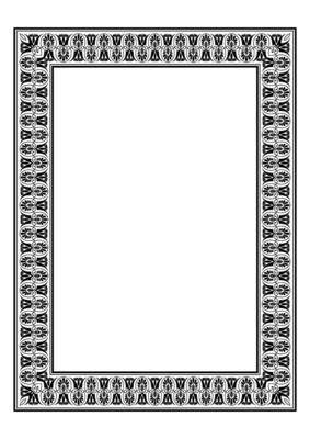 Rectangular Vertical European national ornament frame. A4 format. European pattern frame, ornament, border of Greece, ancient Rome, Byzantine. For Diplom, certificate, embroidery, sandblasting, laser