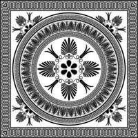 Square frame tile with Greek key, floral meander. Egyptian, Assyrian, Greek square frame. Greece, ancient Rome. Square european border. For European palace, textile, engraving, forging, tile, embroid vector