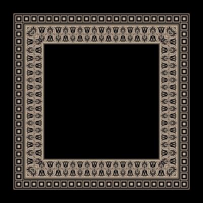 Square gold classic frame. Gold Greek meander. Patterns of Greece and ancient Rome. Circle european border plate. Square antique border Greek. Typical egyptian, assyrian and greek motives