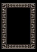 Gold vintage Greek pattern in Victorian style in shape of rectangular. Ornate element for design. Greek Ornamental pattern for wedding invitations, greeting cards. Traditional contrast decor. A4 vector