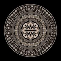 Decorative Gold round frame for design with Greek key, meander. Circle golden frame. Egyptian, Assyrian, Greek motif circular frame. Template for textiles, engraving, forging, embroidery, porcelain vector