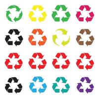 Collection of colorful recycle symbols isolated on white background vector