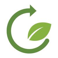 Green circular arrow with leaf icon isolated on white background vector