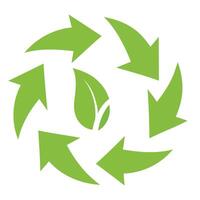 Green circular arrows with leaf icon isolated on white background vector