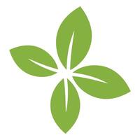Four green leaves design element isolated on white background vector