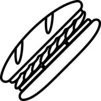 Baguette sandwich outline icon vector