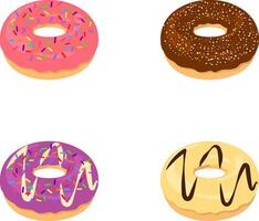Set of Colorful Donuts with Various Toppings vector