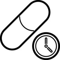 Pill reminder icon with clock vector