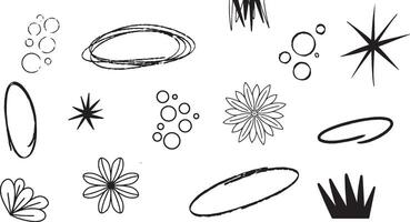 Doodles Scrabble isolated assets individual black and white vector