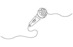Microphone in one continuous single line art drawing, Simple line microphone minimal line concept. vector