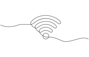 Continuous one line drawing icon, Wifi line art, 5G wireless wifi technology symbol in smart phone vector