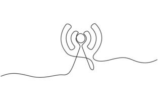 Continuous one line drawing icon, Wifi line art, 5G wireless wifi technology symbol in smart phone. vector