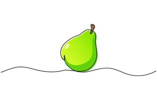 Pear drawing drawn with one continuous line, Pear in one line drawing art style. vector