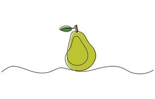 Pear continuous one line drawing. Hand drawn pear fruit. vector