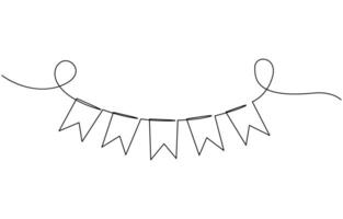 Festive flag garland . Celebration party hand drawn element. Retro bunting in simple flat. vector