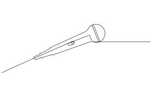 Broadcast or podcast one line for web and mobile. Sound recording concept. Modern minimalistic linear design. vector