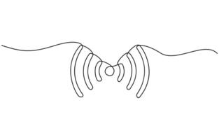 Continuous one line drawing icon, Wifi line art, 5G wireless wifi technology symbol in smart phone design. vector