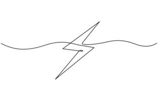 Bolt electric in continuous line drawing style, Line Drawing Lighting Strike Icon, Flash Continuous Line Illustration, Lightning, Energy Editable Continuous Line Icon. vector