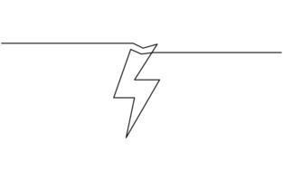 Continuous line drawing of power supply symbol. abstract line art illustration of energy plus. vector