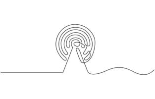 Continuous one line drawing icon, Wifi line art, 5G wireless wifi technology symbol in smart phone design vector