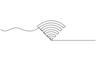 Abstract wi-fi point sign. Continuous one line drawing icon vector