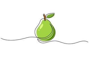 Pear fruits continuous one line drawing One line pear design. Hand drawn minimalism style vector