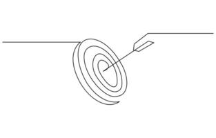 Target with arrow continuous one line drawing and business icon, Continuous drawing of one edited target line in the center with an arrow, Business concept to achieve vector