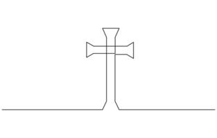 Christian cross in continuous line drawing style. Line art of christian cross. Christian cross. Continuous line drawing. Christianity religion concept. vector